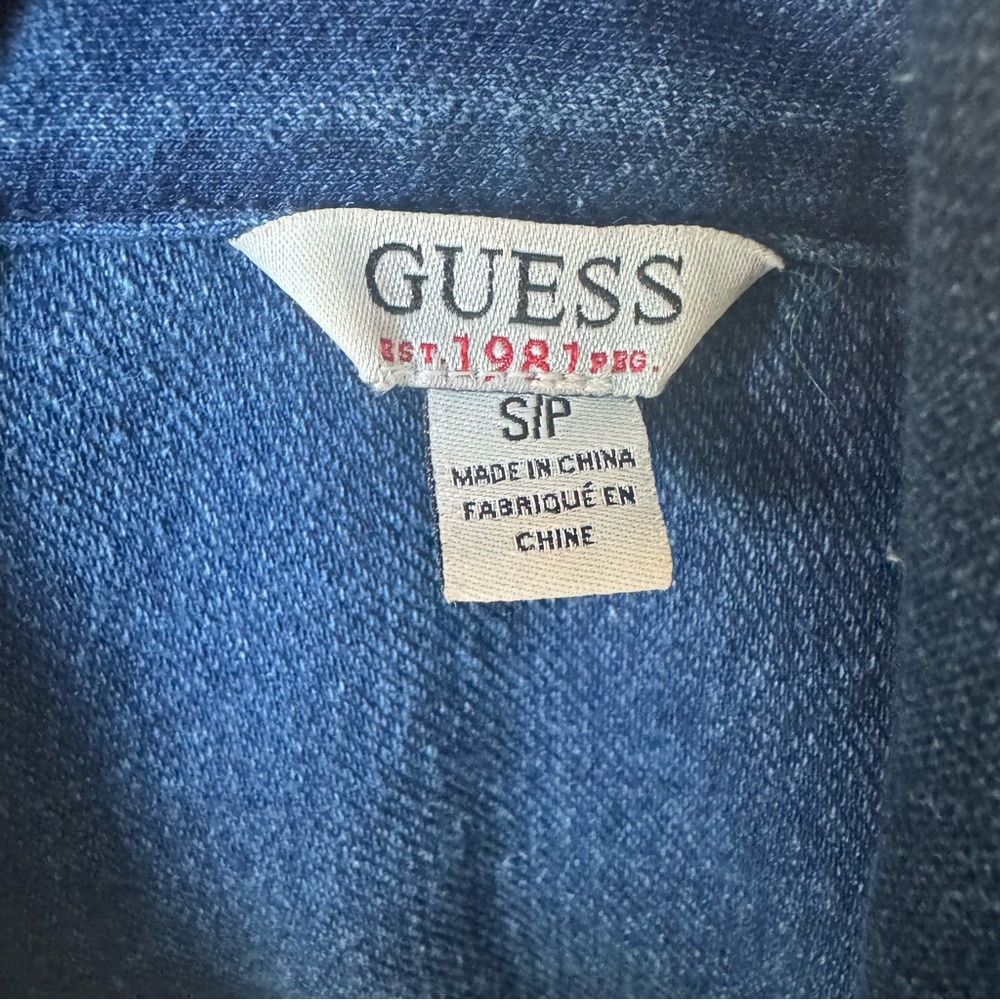 GUESS Denim Shirt Dress Small Cap Sleeve Button Front S/P - Picture 4 of 7